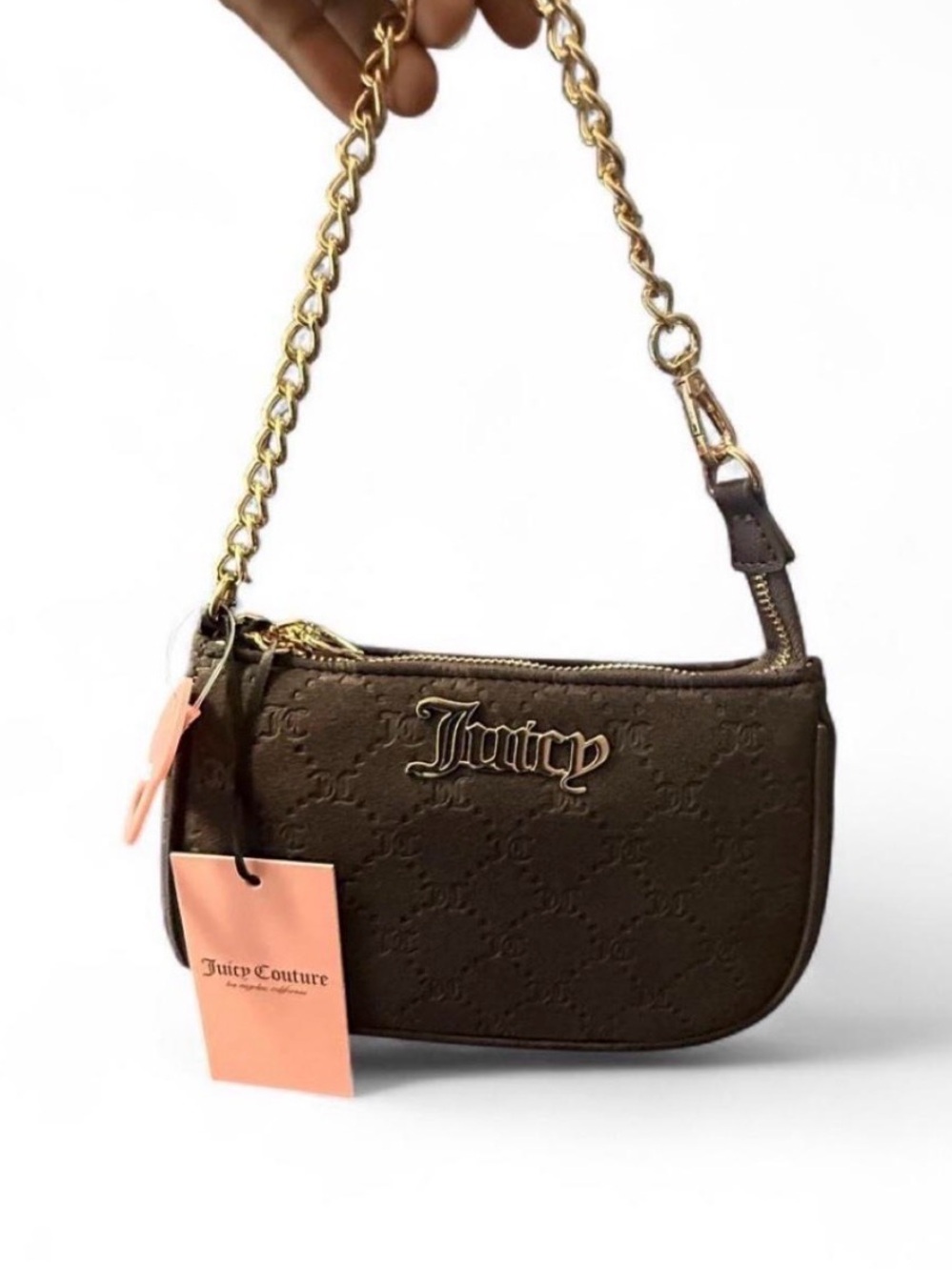 Juicy Couture Chocolate Brown Mini Shoulder Bag with Gold Chain